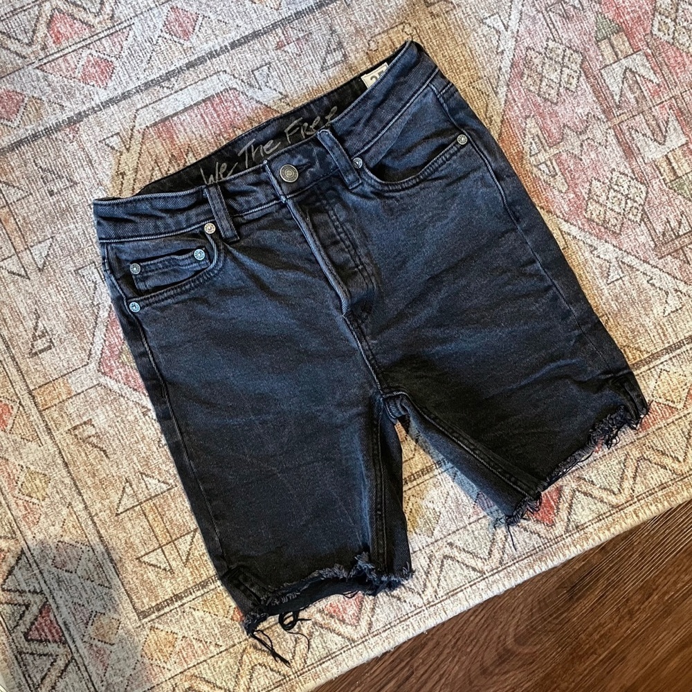 Free People Avery Black Bermuda Jean Shorts
